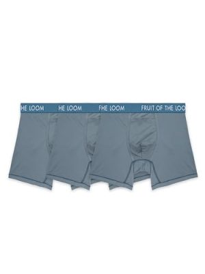 Fruit of the Loom Men’s Getaway Boxer Briefs, Lightweight Breathable Fabric, Quick Dry & Odor Control, Regular Leg-Gray