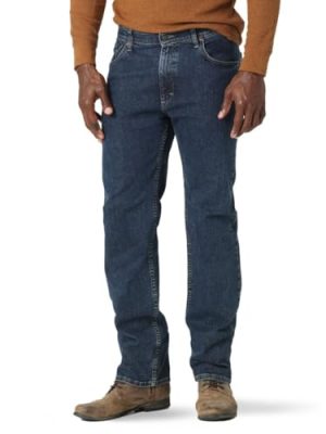 Wrangler Authentics Men’s Regular Fit Comfort Flex Waist Jean, Dark Stonewash, 36W x 32L