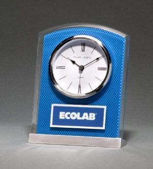 Glass Clock with Blue Carbon Fiber Design